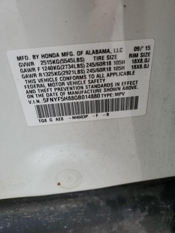 Photo 14 from auction – 2016 HONDA PILOT EXL with VIN 5FNYF5H88GB014880