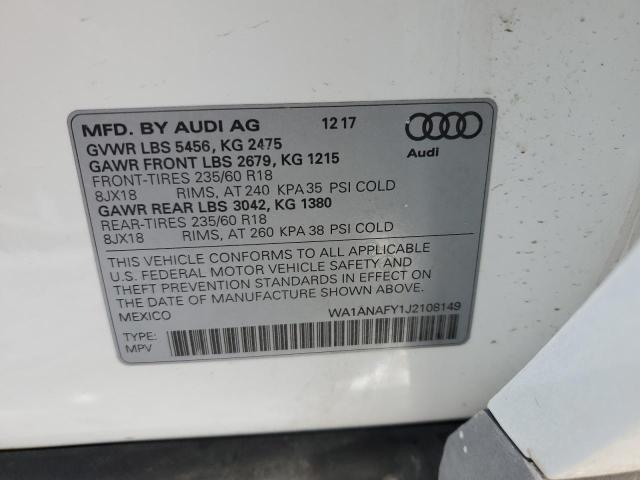 Photo 14 from auction – 2018 AUDI Q5 PREMIUM with VIN WA1ANAFY1J2108149