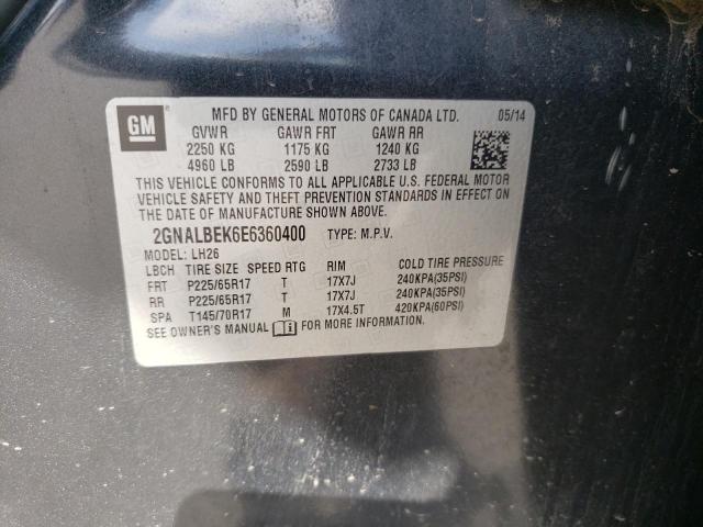 Photo 14 from auction – 2014 CHEVROLET EQUINOX LT with VIN 2GNALBEK6E6360400