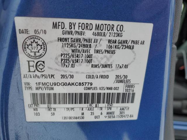 Photo 14 from auction – 2010 FORD ESCAPE XLT with VIN 1FMCU9DG0AKC85779