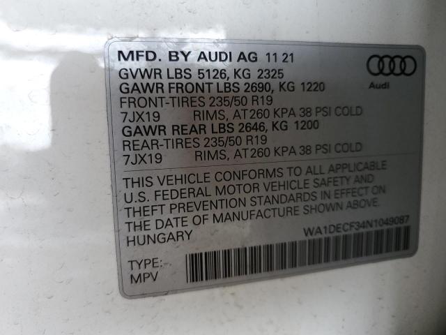 Photo 14 from auction – 2022 AUDI Q3 PREMIUM with VIN WA1DECF34N1049087