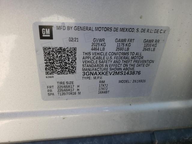 Photo 14 from auction – 2021 CHEVROLET EQUINOX LT with VIN 3GNAXKEV2MS143876
