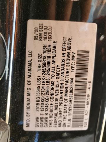 Photo 14 from auction – 2020 HONDA PILOT EXL with VIN 5FNYF5H52LB026944