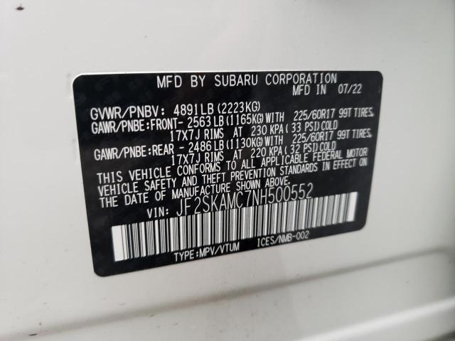 Photo 14 from auction – 2022 SUBARU FORESTER W with VIN JF2SKAMC7NH500552