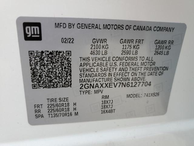 Photo 14 from auction – 2022 CHEVROLET EQUINOX PR with VIN 2GNAXXEV7N6127704