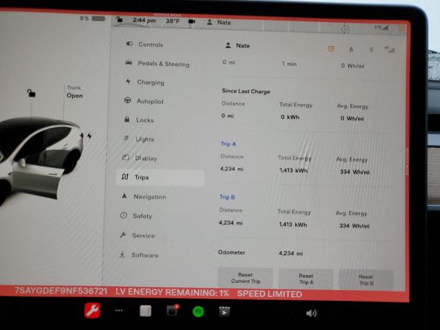 Photo 9 from auction – 2022 TESLA MODEL Y with VIN 7SAYGDEF9NF536721