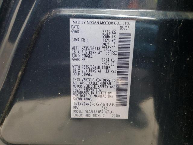 Photo 14 from auction – 2015 NISSAN PATHFINDER with VIN 5N1AR2MN5FC676426