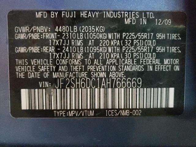 Photo 14 from auction – 2010 SUBARU FORESTER 2 with VIN JF2SH6DC1AH766669