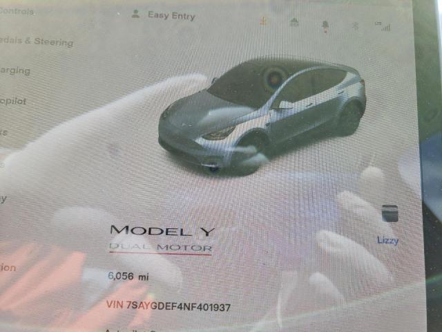 Photo 9 from auction – 2022 TESLA MODEL Y with VIN 7SAYGDEF4NF401937