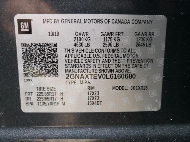 Photo 14 from auction – 2020 CHEVROLET EQUINOX LT with VIN 2GNAXTEV0L6160680