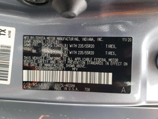 Photo 14 from auction – 2021 TOYOTA HIGHLANDER with VIN 5TDDZRBH8MS070671