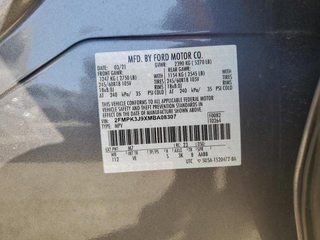 Photo 14 from auction – 2021 FORD EDGE SEL with VIN 2FMPK3J9XMBA08307