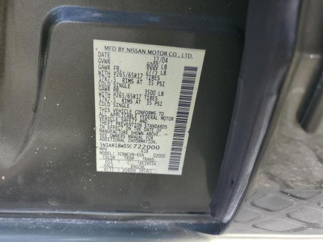 Photo 14 from auction – 2005 NISSAN PATHFINDER with VIN 5N1AR18W05C722000