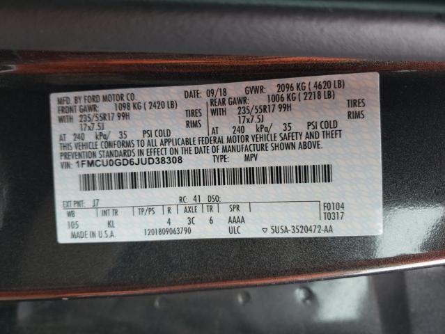 Photo 14 from auction – 2018 FORD ESCAPE SE with VIN 1FMCU0GD6JUD38308