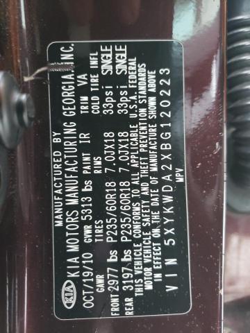 Photo 14 from auction – 2011 KIA SORENTO SX with VIN 5XYKWDA2XBG120223