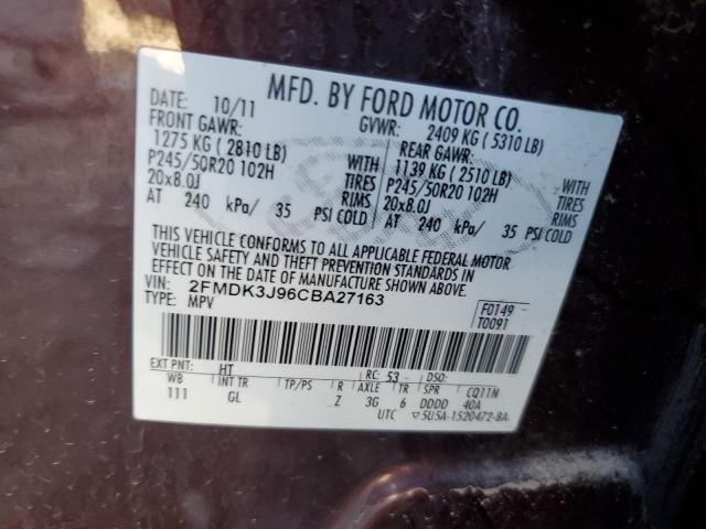 Photo 14 from auction – 2012 FORD EDGE SEL with VIN 2FMDK3J96CBA27163