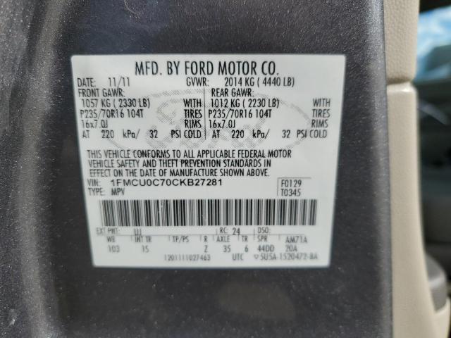 Photo 14 from auction – 2012 FORD ESCAPE XLS with VIN 1FMCU0C70CKB27281