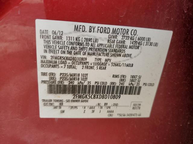 Photo 14 from auction – 2013 FORD FLEX SEL with VIN 2FMGK5C8XDBD10809
