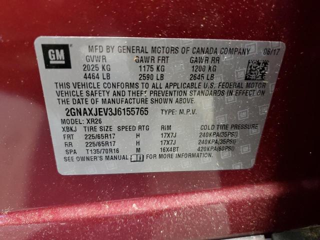 Photo 14 from auction – 2018 CHEVROLET EQUINOX LT with VIN 2GNAXJEV3J6155765