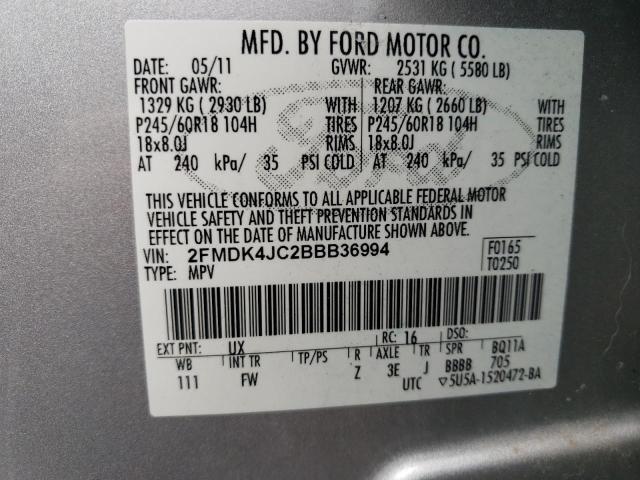 Photo 14 from auction – 2011 FORD EDGE SEL with VIN 2FMDK4JC2BBB36994