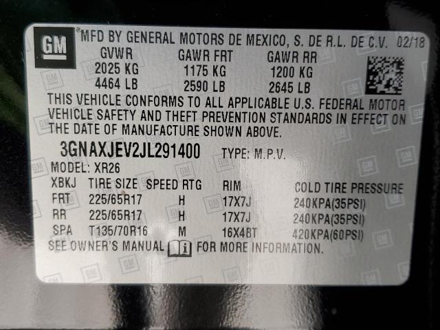 Photo 14 from auction – 2018 CHEVROLET EQUINOX LT with VIN 3GNAXJEV2JL291400
