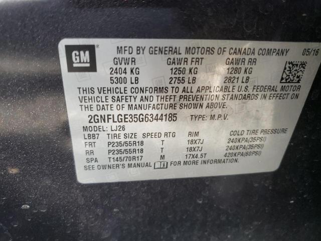 Photo 14 from auction – 2016 CHEVROLET EQUINOX LT with VIN 2GNFLGE35G6344185