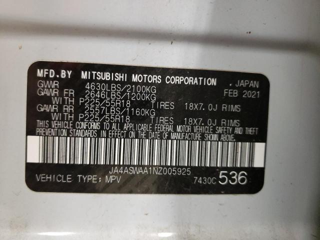 Photo 14 from auction – 2022 MITSUBISHI ECLIPSE CR with VIN JA4ASWAA1NZ005925