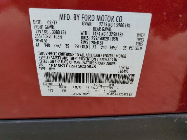 Photo 14 from auction – 2017 FORD EXPLORER L with VIN 1FM5K7FH5HGC20545