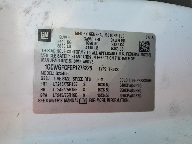Photo 14 from auction – 2015 CHEVROLET EXPRESS G2 with VIN 1GCWGFCF6F1276226