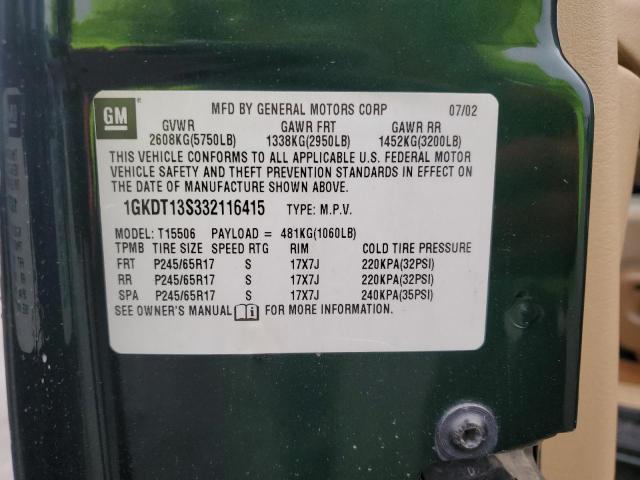 Photo 14 from auction – 2003 GMC ENVOY with VIN 1GKDT13S332116415