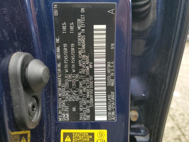Photo 14 from auction – 2015 TOYOTA HIGHLANDER with VIN 5TDDKRFH5FS090197
