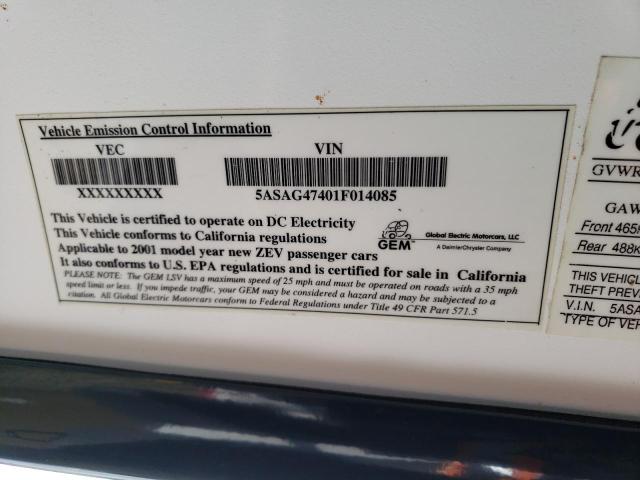 Photo 10 from auction – 2001 GEM ELECTRIC with VIN 5ASAG47401F014085
