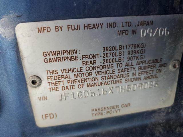 Photo 10 from auction – 2007 SUBARU IMPREZA 2. with VIN JF1GD616X7H509085