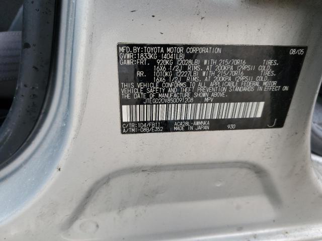 Photo 14 from auction – 2005 TOYOTA RAV4 with VIN JTEGD20V850091208