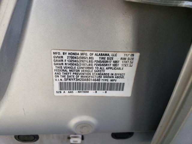 Photo 14 from auction – 2010 HONDA PILOT LX with VIN 5FNYF3H20AB014640