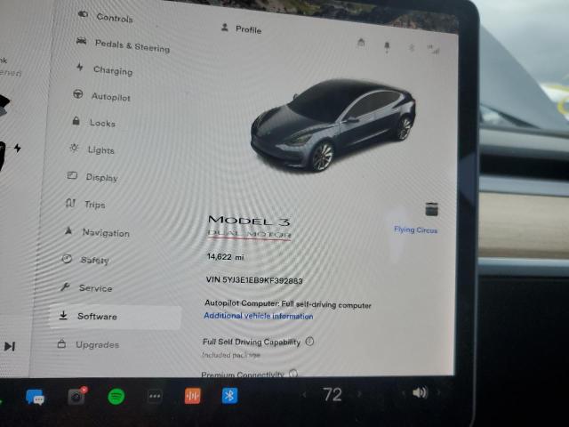 Photo 9 from auction – 2019 TESLA MODEL 3 with VIN 5YJ3E1EB9KF392883