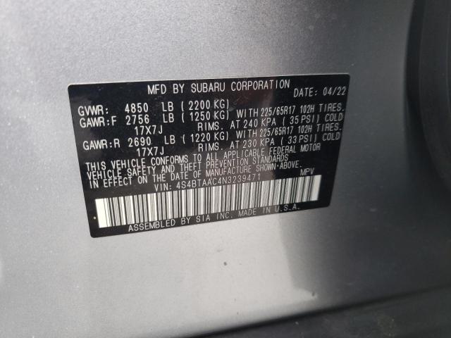 Photo 14 from auction – 2022 SUBARU OUTBACK with VIN 4S4BTAAC4N3239471