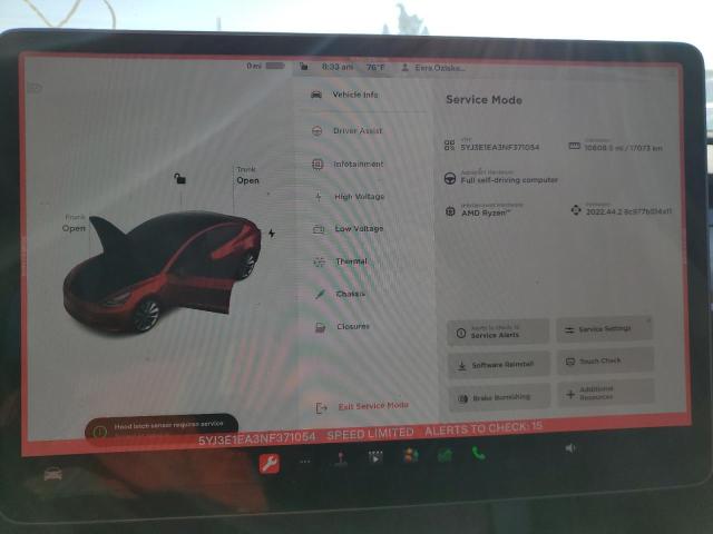 Photo 9 from auction – 2022 TESLA MODEL 3 with VIN 5YJ3E1EA3NF371054