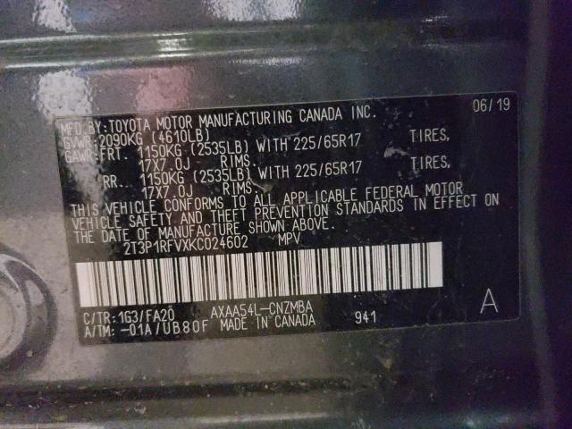 Photo 14 from auction – 2019 TOYOTA RAV4 XLE with VIN 2T3P1RFVXKC024602