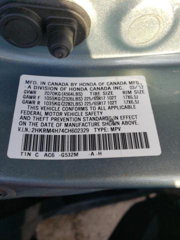 Photo 14 from auction – 2012 HONDA CR-V EXL with VIN 2HKRM4H74CH602329