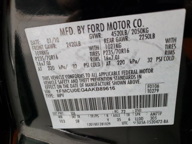 Photo 14 from auction – 2010 FORD ESCAPE LIM with VIN 1FMCU0EG4AKB89616