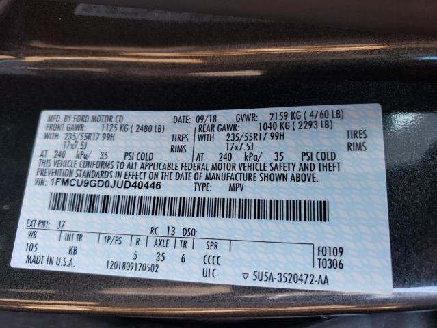 Photo 14 from auction – 2018 FORD ESCAPE SE with VIN 1FMCU9GD0JUD40446