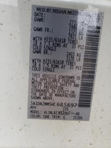 Photo 14 from auction – 2017 NISSAN PATHFINDER with VIN 5N1DR2MM5HC685697
