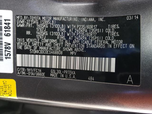Photo 14 from auction – 2014 TOYOTA SIENNA LE with VIN 5TDKK3DC0ES468808