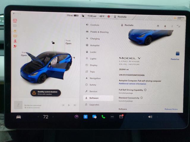Photo 9 from auction – 2021 TESLA MODEL Y with VIN 5YJYGDEE2MF202498