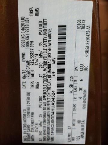 Photo 14 from auction – 2017 FORD ESCAPE SE with VIN 1FMCU0GD4HUA94524