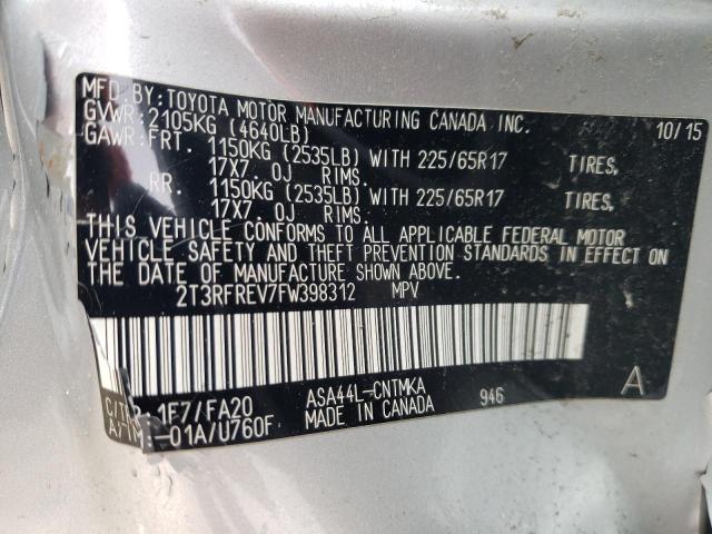 Photo 14 from auction – 2015 TOYOTA RAV4 XLE with VIN 2T3RFREV7FW398312