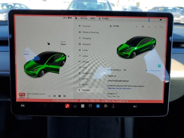 Photo 9 from auction – 2022 TESLA MODEL 3 with VIN 5YJ3E1EA9NF142930