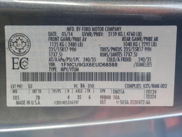 Photo 14 from auction – 2014 FORD ESCAPE SE with VIN 1FMCU9GX6EUD68588