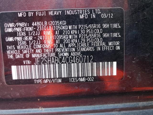 Photo 14 from auction – 2012 SUBARU FORESTER 2 with VIN JF2SHABC4CG460712